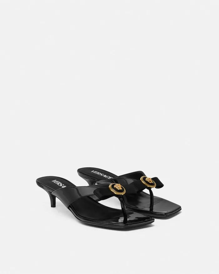 Versace Sandals Gianni Ribbon Mules 45 Mm Blackgold 8211 Women Versace Sandals Gianni Ribbon Mules 45 Mm Blackgold 8211 Women