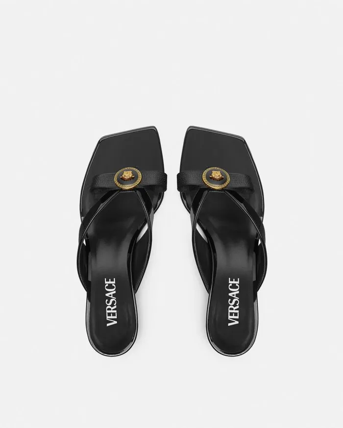 Versace Sandals Gianni Ribbon Mules 45 Mm Blackgold 8211 Women Versace Sandals Gianni Ribbon Mules 45 Mm Blackgold 8211 Women