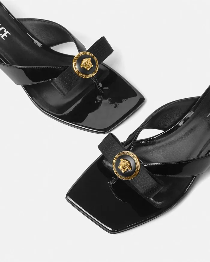 Versace Sandals Gianni Ribbon Mules 45 Mm Blackgold 8211 Women Versace Sandals Gianni Ribbon Mules 45 Mm Blackgold 8211 Women