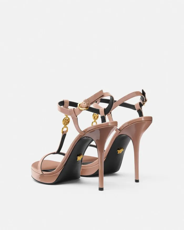 Versace Sandals Medusa 03995 Patent Sandals 115 Mm Brown 8211 Women Versace Sandals Medusa 03995 Patent Sandals 115 Mm Brown 8211 Women
