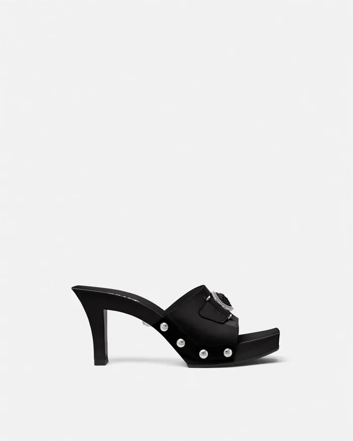Versace Sandals Medusa Buckle Patent Clogs 60 Mm Blacksilver 8211 Women