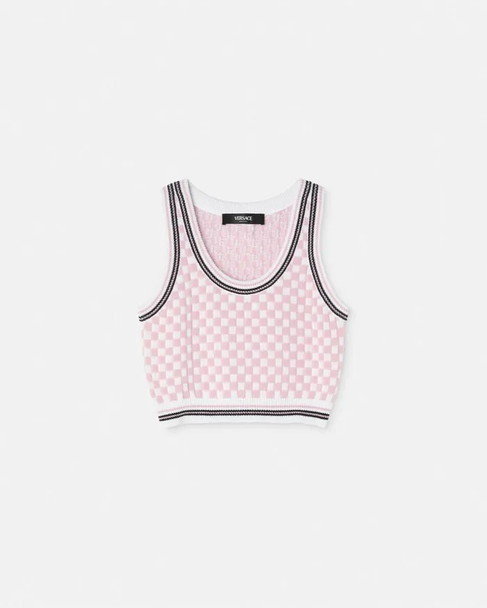 Versace Shirts and Tops Contrasto Knit Tank Top Pinkprint 8211 Women