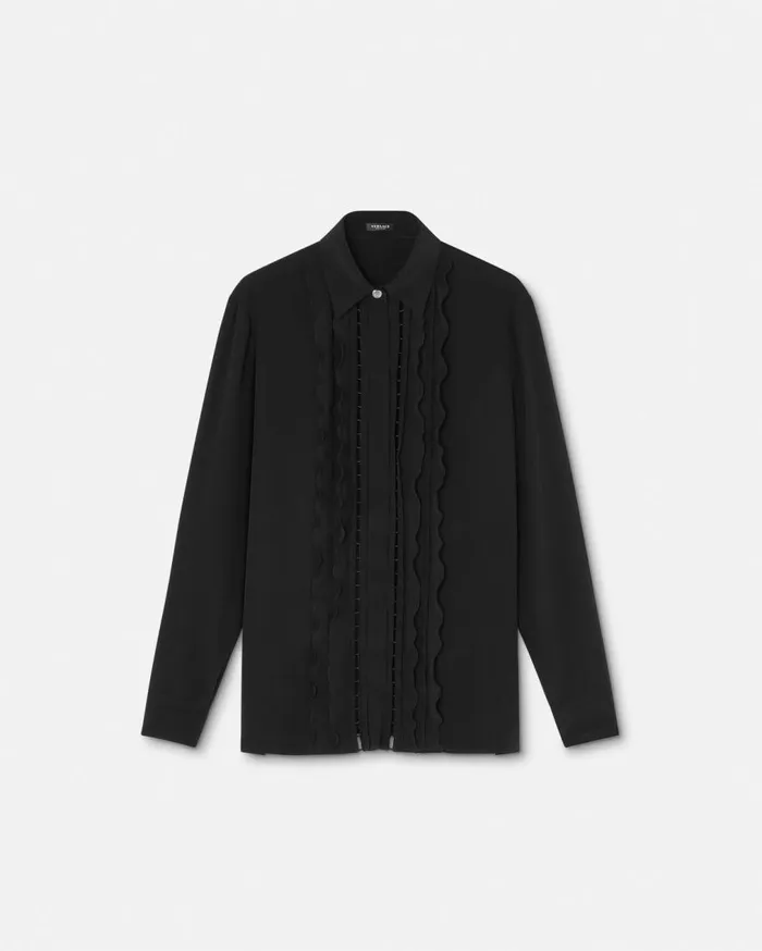 Versace Shirts and Tops Ruffled Silk Crpe Shirt Black 8211 Women