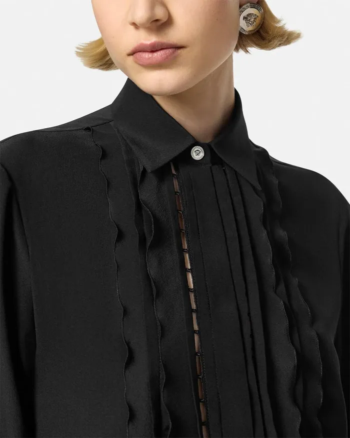 Versace Shirts and Tops Ruffled Silk Crpe Shirt Black 8211 Women Versace Shirts and Tops Ruffled Silk Crpe Shirt Black 8211 Women