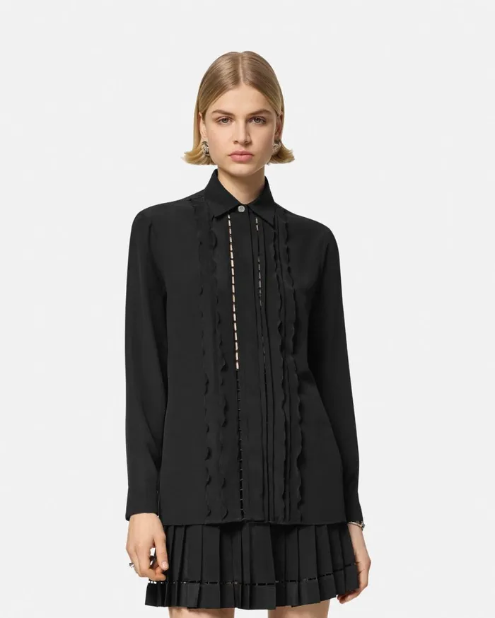 Versace Shirts and Tops Ruffled Silk Crpe Shirt Black 8211 Women Versace Shirts and Tops Ruffled Silk Crpe Shirt Black 8211 Women