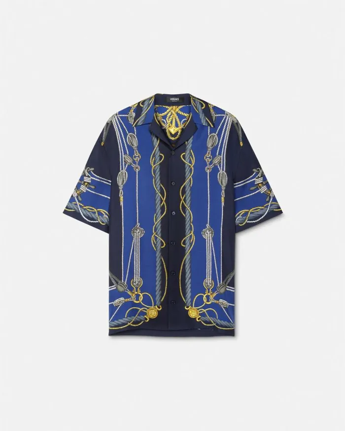 Versace Shirts Versace Nautical Silk Shirt Blueprint 8211 Men