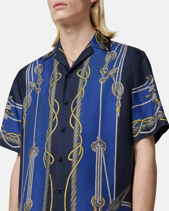 Versace Shirts Versace Nautical Silk Shirt Blueprint 8211 Men Versace Shirts Versace Nautical Silk Shirt Blueprint 8211 Men