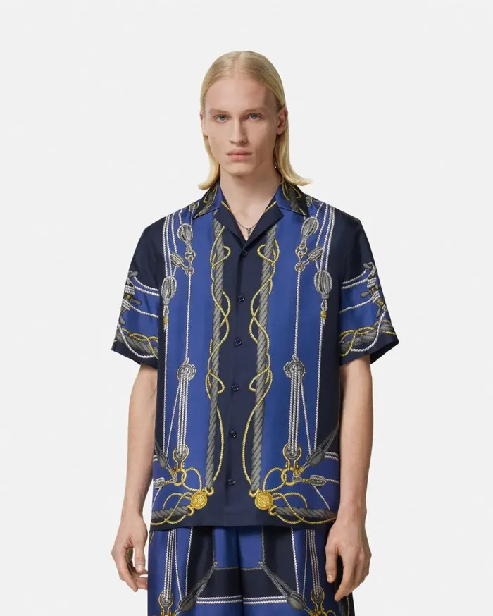 Versace Shirts Versace Nautical Silk Shirt Blueprint 8211 Men Versace Shirts Versace Nautical Silk Shirt Blueprint 8211 Men