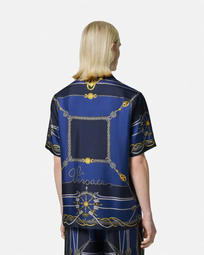 Versace Shirts Versace Nautical Silk Shirt Blueprint 8211 Men Versace Shirts Versace Nautical Silk Shirt Blueprint 8211 Men