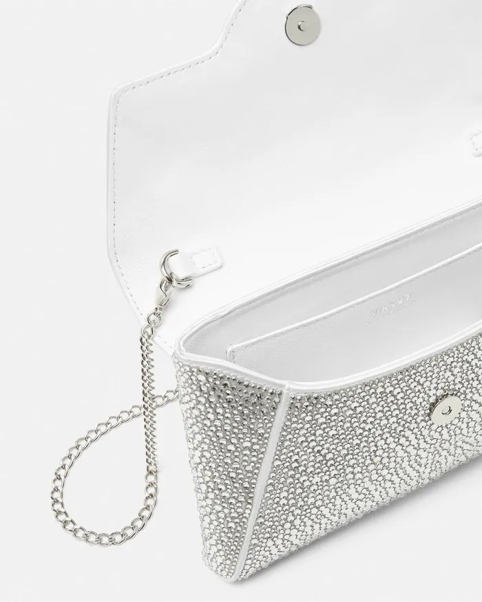 Versace Shoulder and Crossbody Crystal La Medusa Envelope Clutch White 8211 Women Versace Shoulder and Crossbody Crystal La Medusa Envelope Clutch White 8211 Women