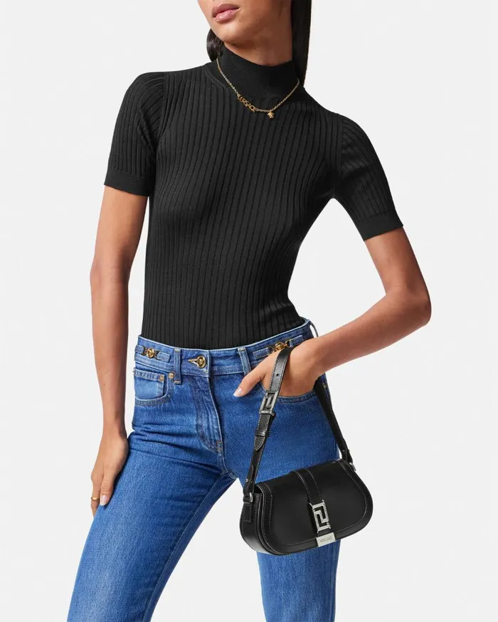 Versace Shoulder and Crossbody Greca Goddess Mini Shoulder Bag Blacksilver 8211 Women Versace Shoulder and Crossbody Greca Goddess Mini Shoulder Bag Blacksilver 8211 Women