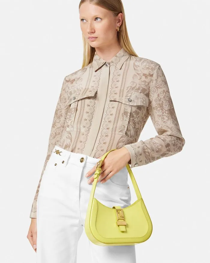 Versace Shoulder and Crossbody Greca Goddess Small Hobo Bag Yellow 8211 Women Versace Shoulder and Crossbody Greca Goddess Small Hobo Bag Yellow 8211 Women