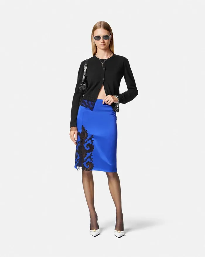 Versace Skirts Barocco Lace Midi Skirt Blue 8211 Women Versace Skirts Barocco Lace Midi Skirt Blue 8211 Women