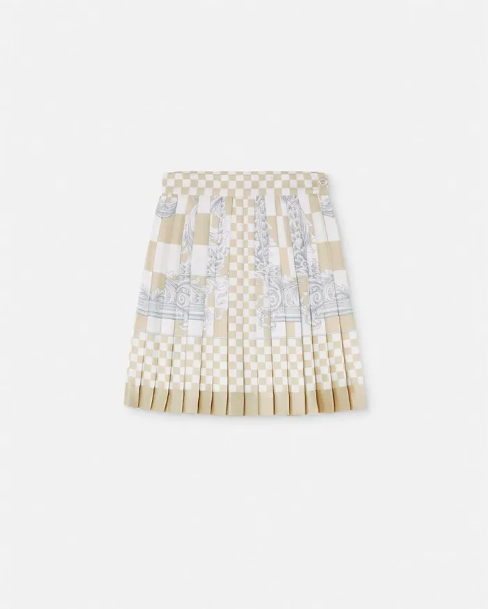 Versace Skirts Medusa Contrasto Silk Mini Skirt Beigeprint 8211 Women