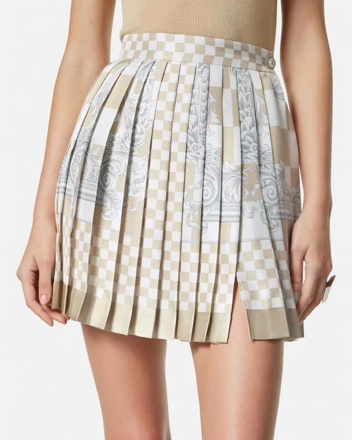 Versace Skirts Medusa Contrasto Silk Mini Skirt Beigeprint 8211 Women Versace Skirts Medusa Contrasto Silk Mini Skirt Beigeprint 8211 Women
