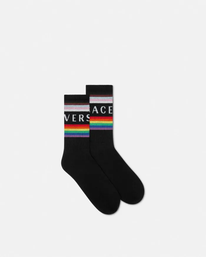 Versace Socks Pride Logo Socks Black 8211 WomenMen
