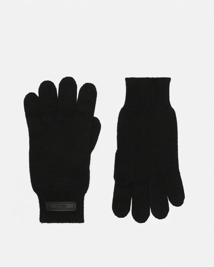 Versace Soft Accessories Logo Knit Gloves Black 8211 Men