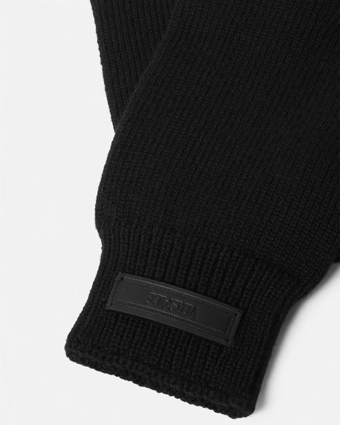 Versace Soft Accessories Logo Knit Gloves Black 8211 Men