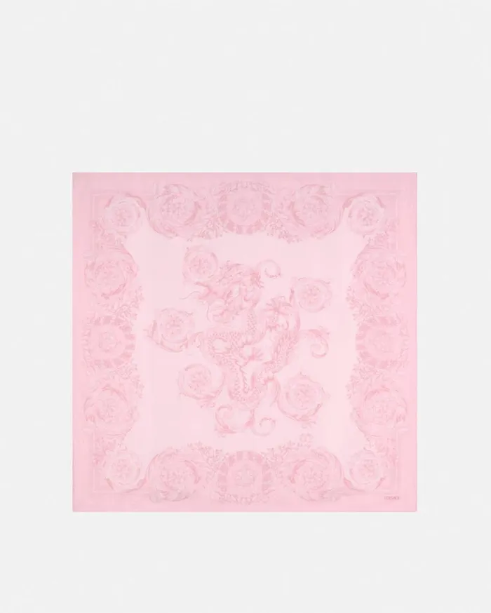 Versace Soft Accessories Year Of The Dragon Large Silk Foulard Pinkprint 8211 Women