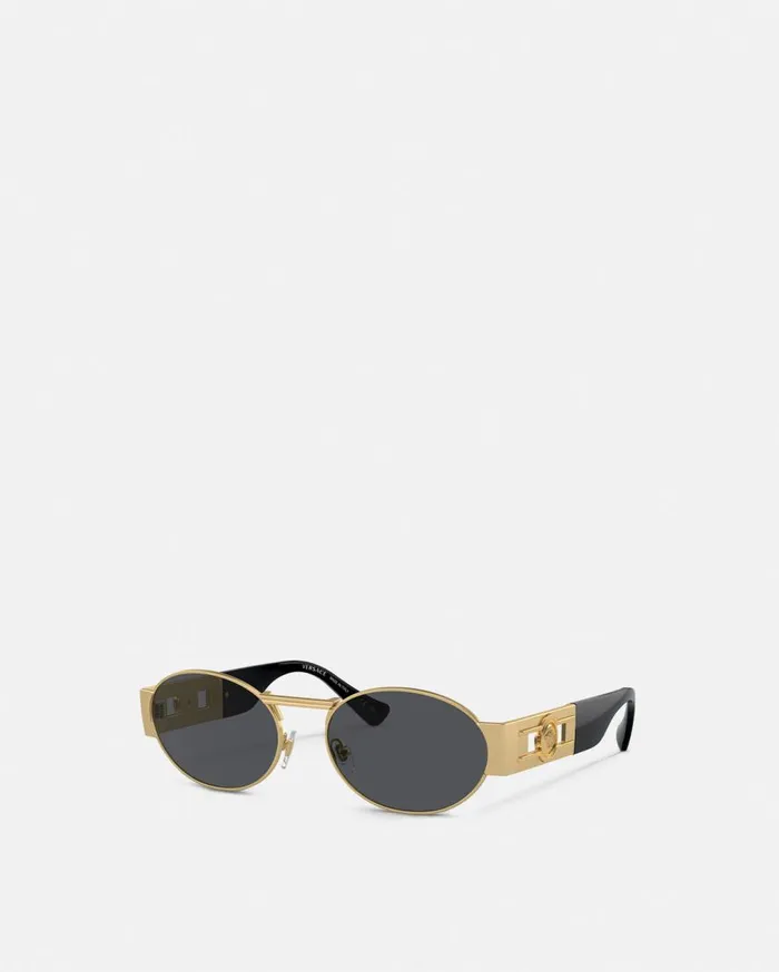 Versace Sunglasses Medusa Deco Oval Sunglasses Blackgold 8211 WomenMen