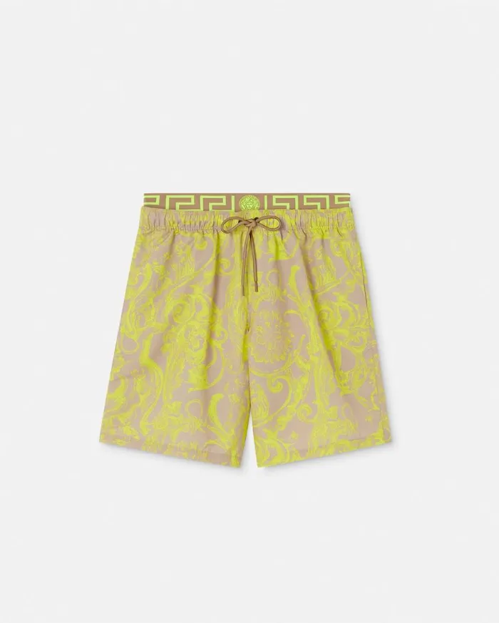 Versace Swimwear Barocco Stencil Mid Boardshorts Yellowprint 8211 Men