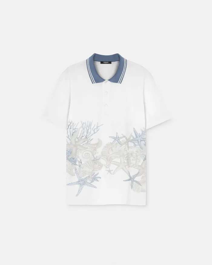 Versace TShirts and Polos Barocco Sea Graphic Polo Shirt Whiteprint 8211 Men