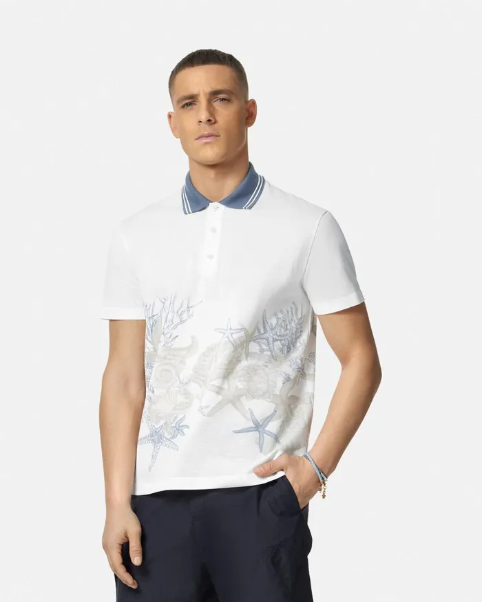 Versace TShirts and Polos Barocco Sea Graphic Polo Shirt Whiteprint 8211 Men Versace TShirts and Polos Barocco Sea Graphic Polo Shirt Whiteprint 8211 Men