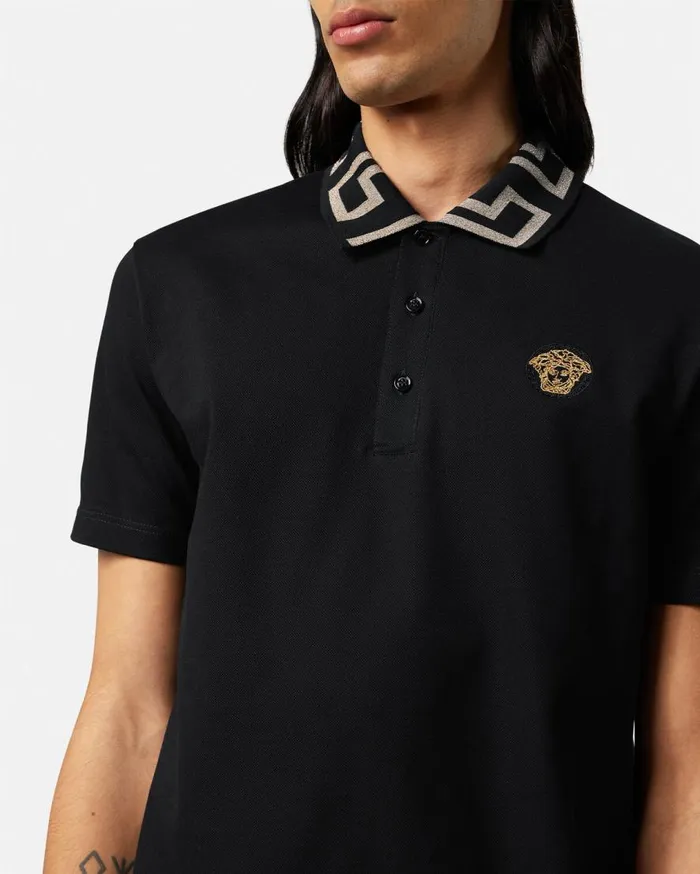 Versace TShirts and Polos Greca Polo Shirt Black 8211 Men Versace TShirts and Polos Greca Polo Shirt Black 8211 Men