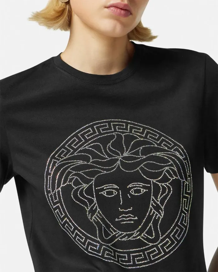 Versace TShirts and Sweatshirts Crystal Medusa TShirt Black 8211 Women Versace TShirts and Sweatshirts Crystal Medusa TShirt Black 8211 Women