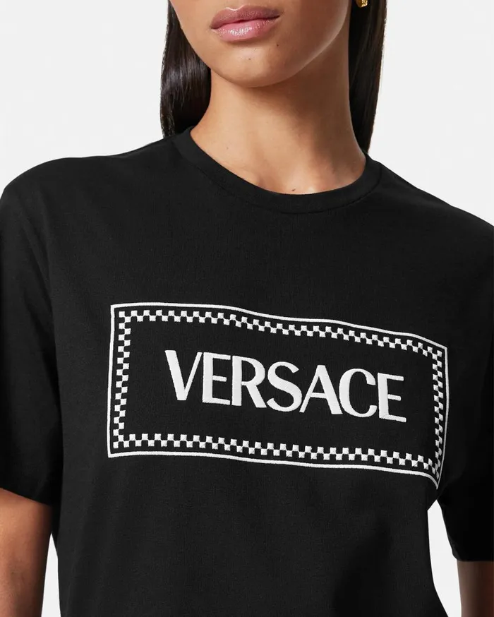 Versace TShirts and Sweatshirts Embroidered 03990s Vintage Logo TShirt Black 8211 Women Versace TShirts and Sweatshirts Embroidered 03990s Vintage Logo TShirt Black 8211 Women
