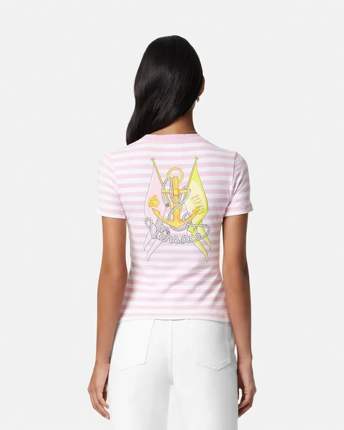 Versace TShirts and Sweatshirts Nautical Stripe TShirt Pinkwhite 8211 Women Versace TShirts and Sweatshirts Nautical Stripe TShirt Pinkwhite 8211 Women