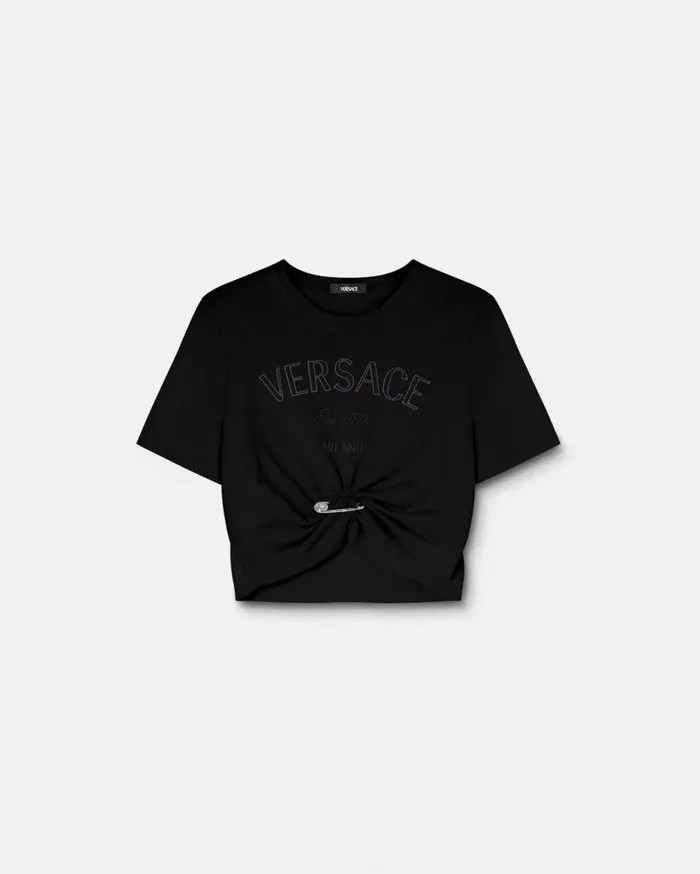 Versace TShirts and Sweatshirts Versace Milano Stamp Crop TShirt Black 8211 Women