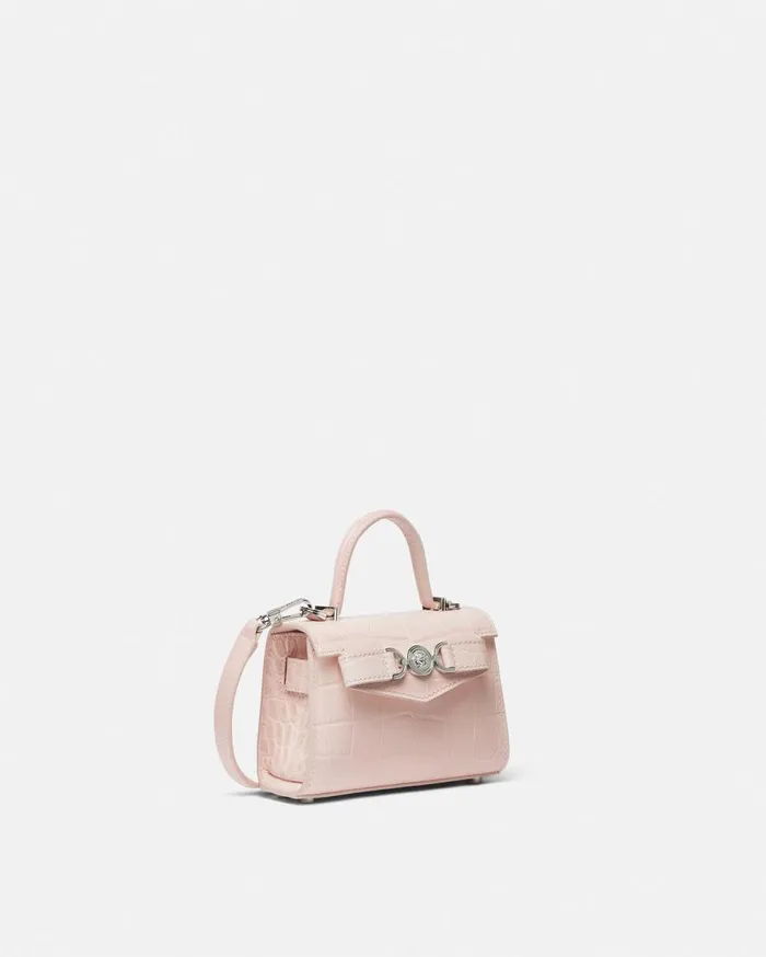 Versace Top Handle CrocEffect Medusa 03995 Mini Bag Light Pink 8211 Women Versace Top Handle CrocEffect Medusa 03995 Mini Bag Light Pink 8211 Women