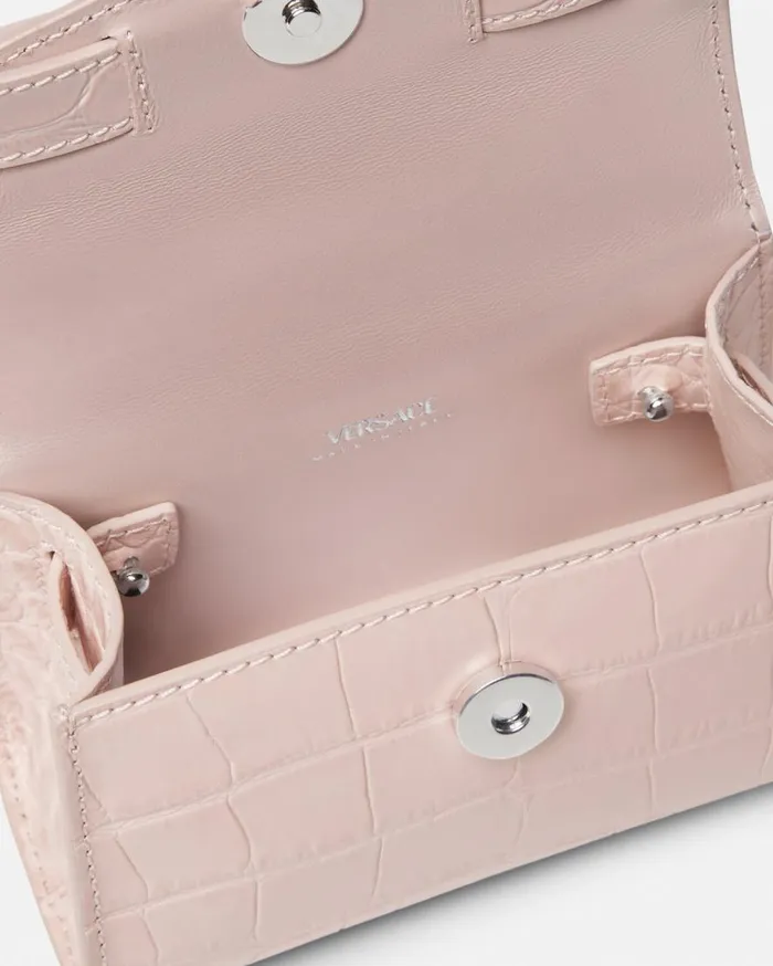 Versace Top Handle CrocEffect Medusa 03995 Mini Bag Light Pink 8211 Women Versace Top Handle CrocEffect Medusa 03995 Mini Bag Light Pink 8211 Women