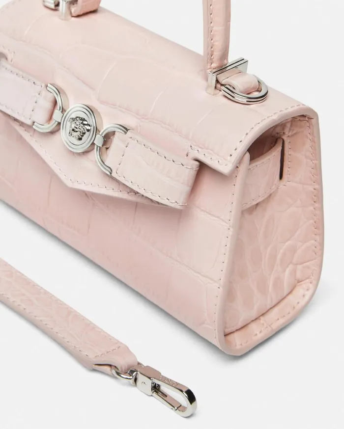 Versace Top Handle CrocEffect Medusa 03995 Mini Bag Light Pink 8211 Women Versace Top Handle CrocEffect Medusa 03995 Mini Bag Light Pink 8211 Women