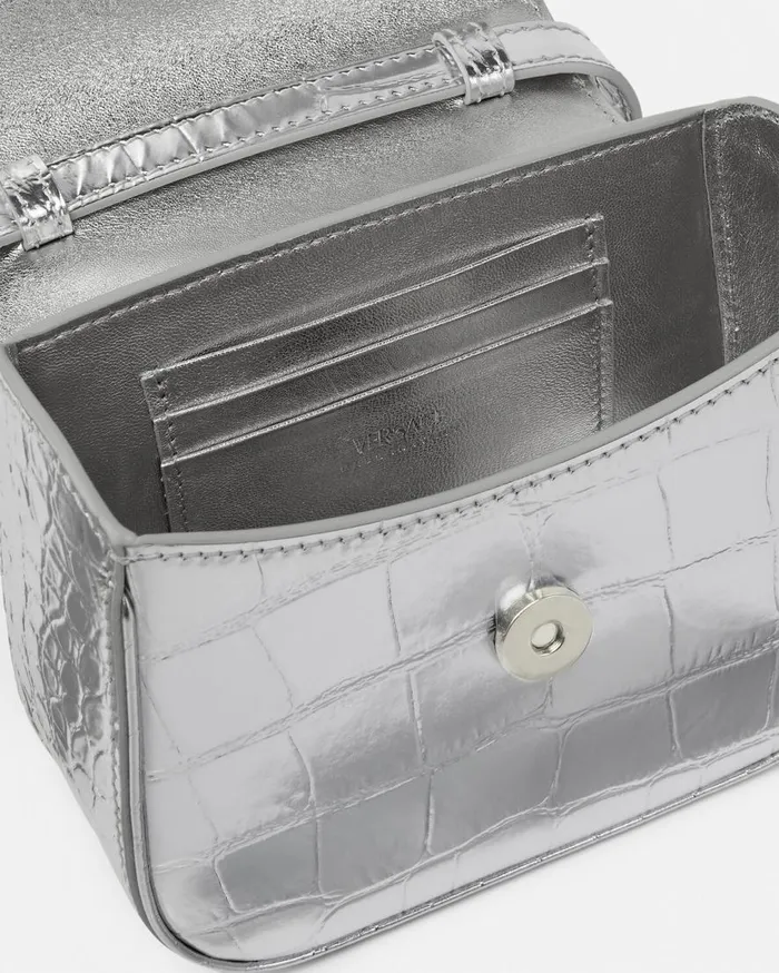 Versace Top Handle La Medusa Metallic Mini Bag Silver 8211 Women Versace Top Handle La Medusa Metallic Mini Bag Silver 8211 Women