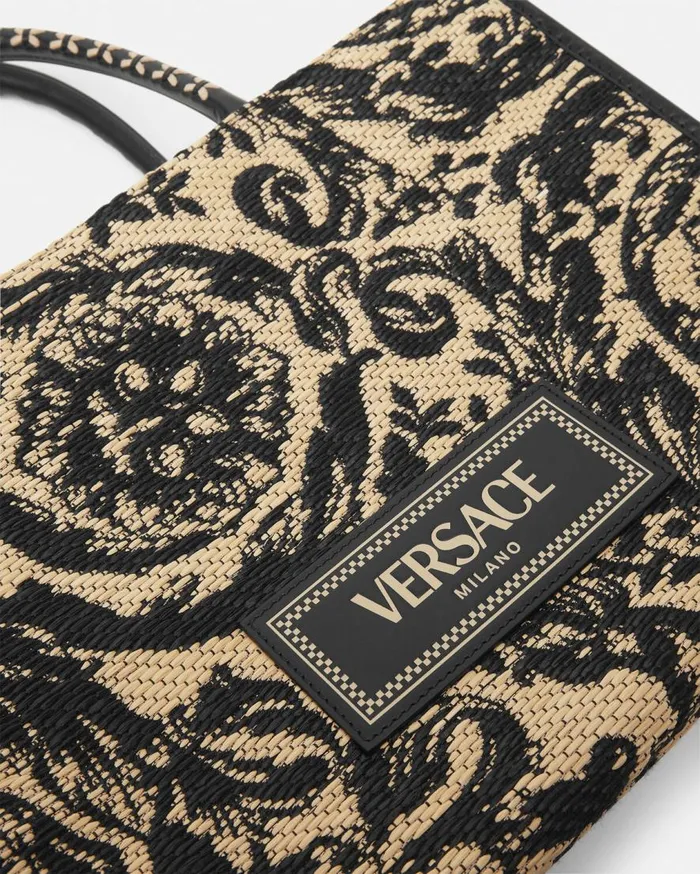 Versace Totes Barocco Athena Raffia Medium Tote Bag Blackprint 8211 WomenMen Versace Totes Barocco Athena Raffia Medium Tote Bag Blackprint 8211 WomenMen