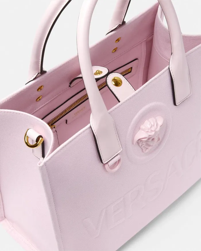 Versace Totes La Medusa Canvas Small Tote Bag Pink 8211 Women Versace Totes La Medusa Canvas Small Tote Bag Pink 8211 Women