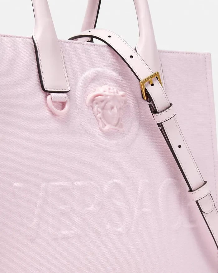 Versace Totes La Medusa Canvas Small Tote Bag Pink 8211 Women Versace Totes La Medusa Canvas Small Tote Bag Pink 8211 Women