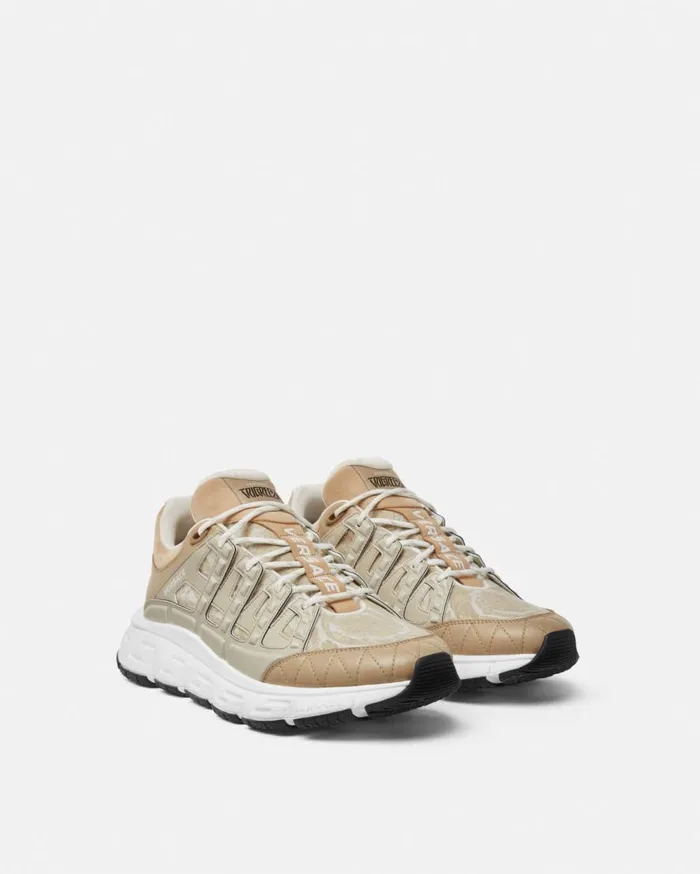 Versace Trigreca Barocco Jacquard Trigreca Sneakers Beige 8211 Men Versace Trigreca Barocco Jacquard Trigreca Sneakers Beige 8211 Men