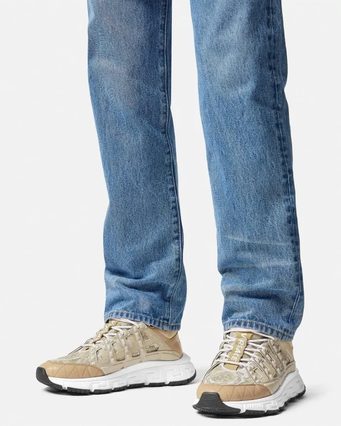 Versace Trigreca Barocco Jacquard Trigreca Sneakers Beige 8211 Men Versace Trigreca Barocco Jacquard Trigreca Sneakers Beige 8211 Men
