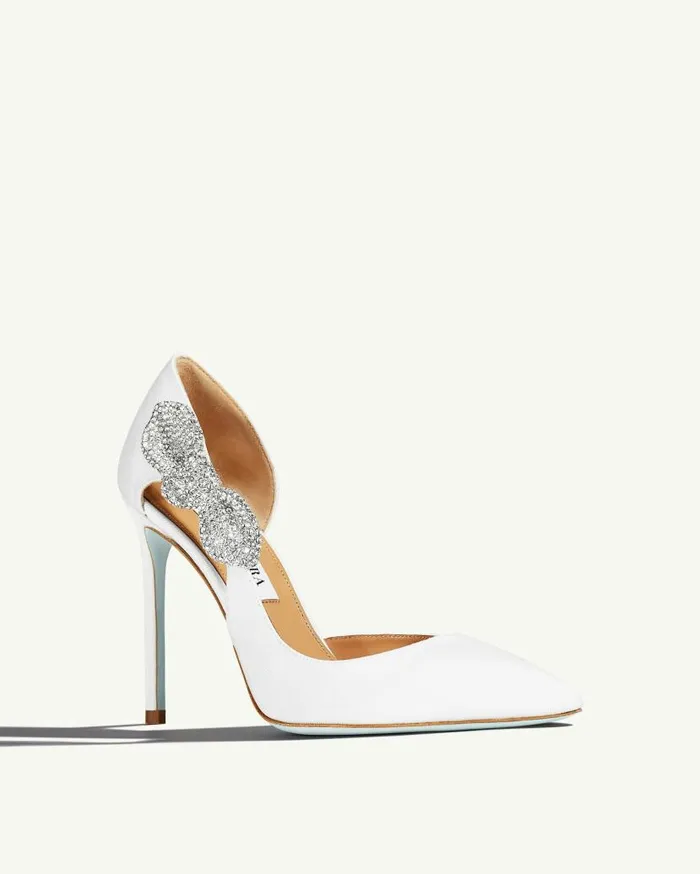 Very Bow Tie Crystal Pump 105 White Women Aquazzura Bridal