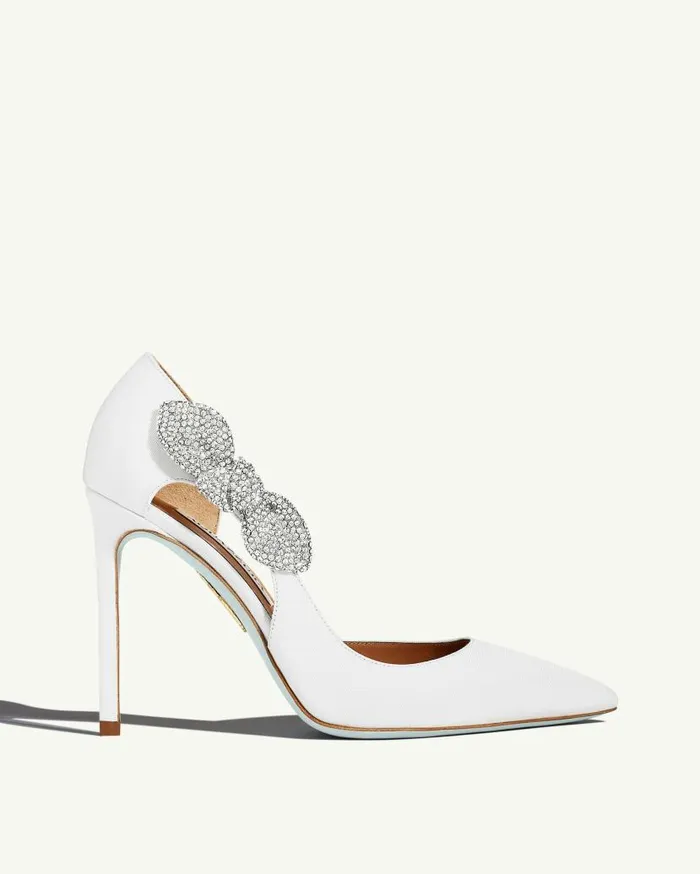 Very Bow Tie Crystal Pump 105 White Women Aquazzura Bridal Very Bow Tie Crystal Pump 105 White Women Aquazzura Bridal