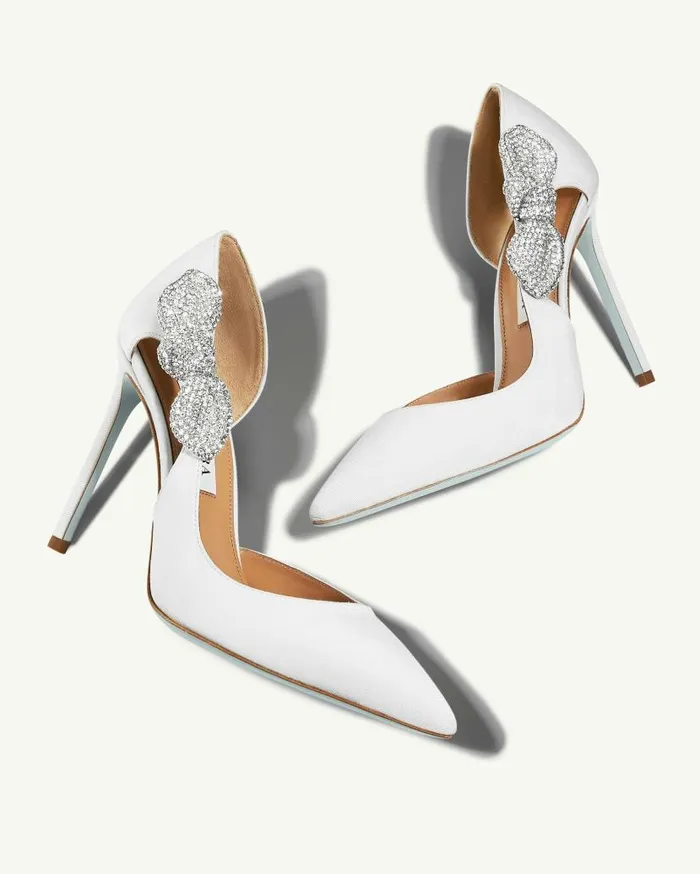 Very Bow Tie Crystal Pump 105 White Women Aquazzura Bridal Very Bow Tie Crystal Pump 105 White Women Aquazzura Bridal