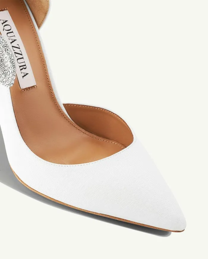 Very Bow Tie Crystal Pump 105 White Women Aquazzura Bridal Very Bow Tie Crystal Pump 105 White Women Aquazzura Bridal