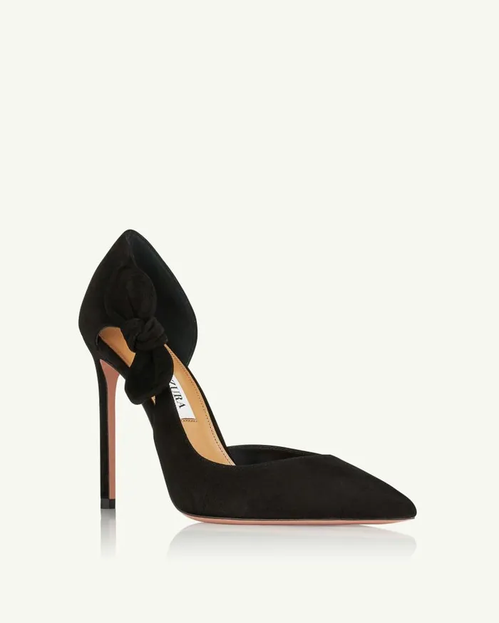 Very Bow Tie Pump 105 Black Women Aquazzura Pumps
