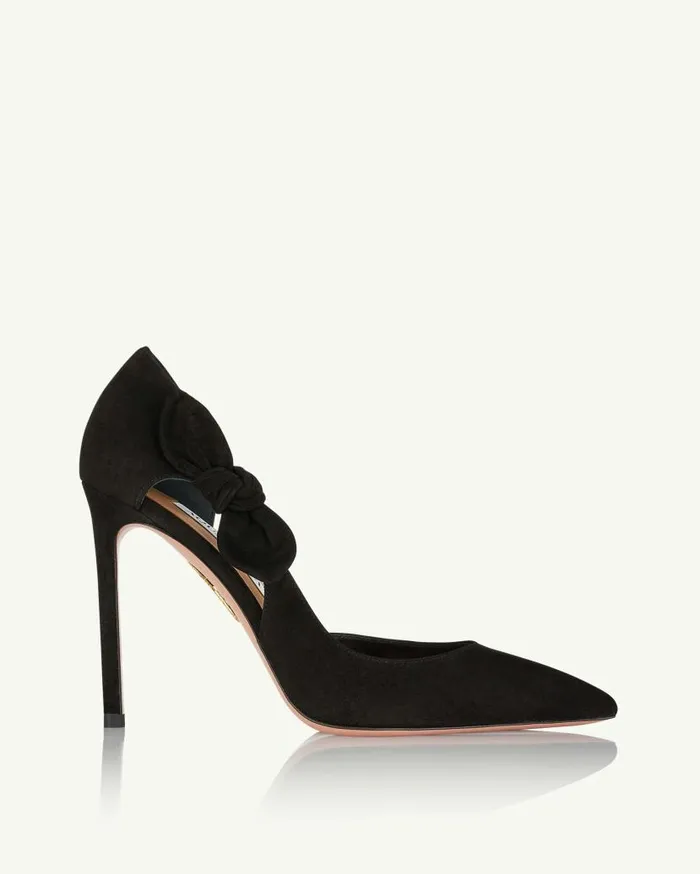 Very Bow Tie Pump 105 Black Women Aquazzura Pumps
