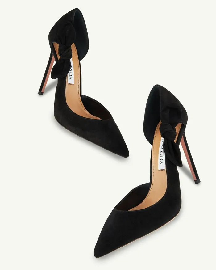 Very Bow Tie Pump 105 Black Women Aquazzura Pumps