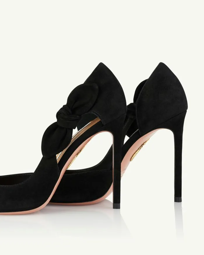 Very Bow Tie Pump 105 Black Women Aquazzura Pumps