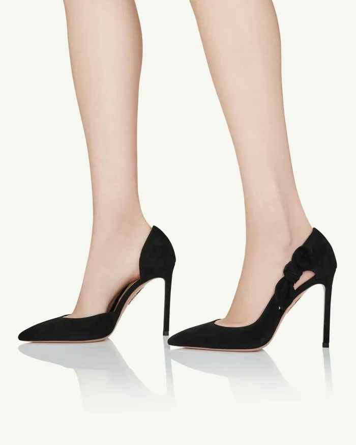 Very Bow Tie Pump 105 Black Women Aquazzura Pumps